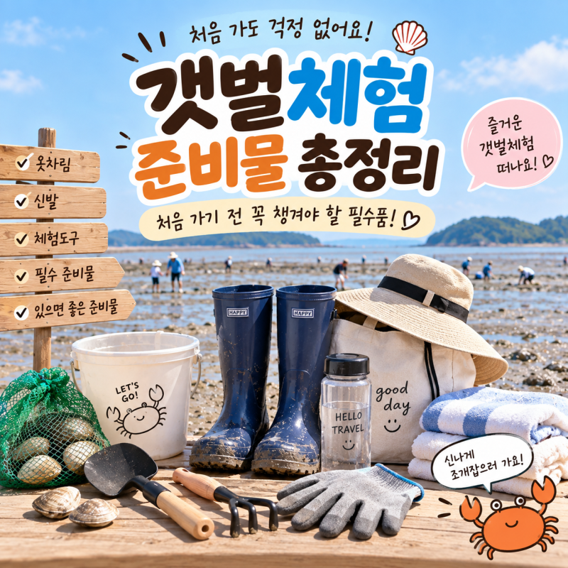 갯벌체험 준비물 총정리｜처음 가기 전 꼭 챙겨야 할 필수품!