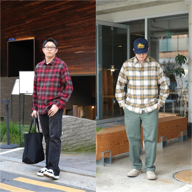 탑텐 플란넬셔츠 남자남방 추천 2가지 체크셔츠 가을 클래식 스타일링 코디 제안