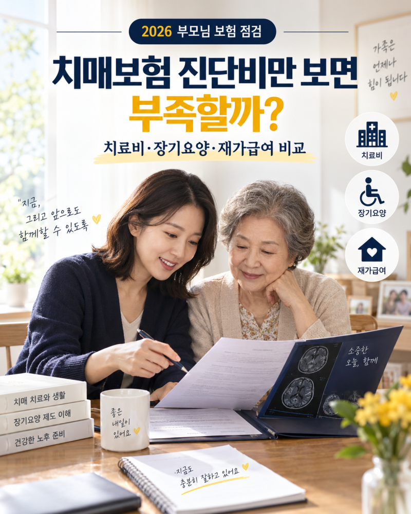 치매보험 진단비만 보면 부족할까? 2026년 치매간병보험 가입 전 ‘치료비·장기요양·재가급....