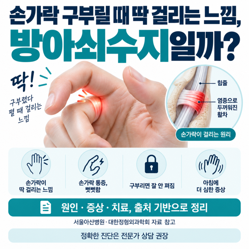 손가락 구부릴 때 딱 걸리는 느낌, 방아쇠수지일까?