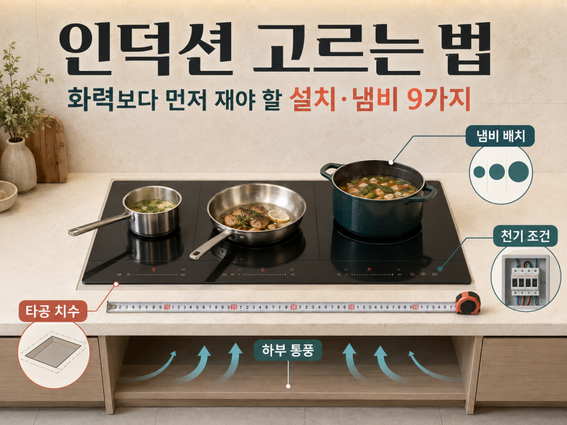 인덕션 고르는 법｜화력보다 먼저 재야 할 설치·냄비 9가지