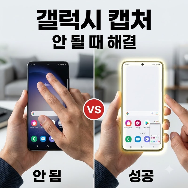 손날 캡처 자꾸 실패할 때 10초 만에 해결하는 갤럭시 스크린샷 3가지 설정법