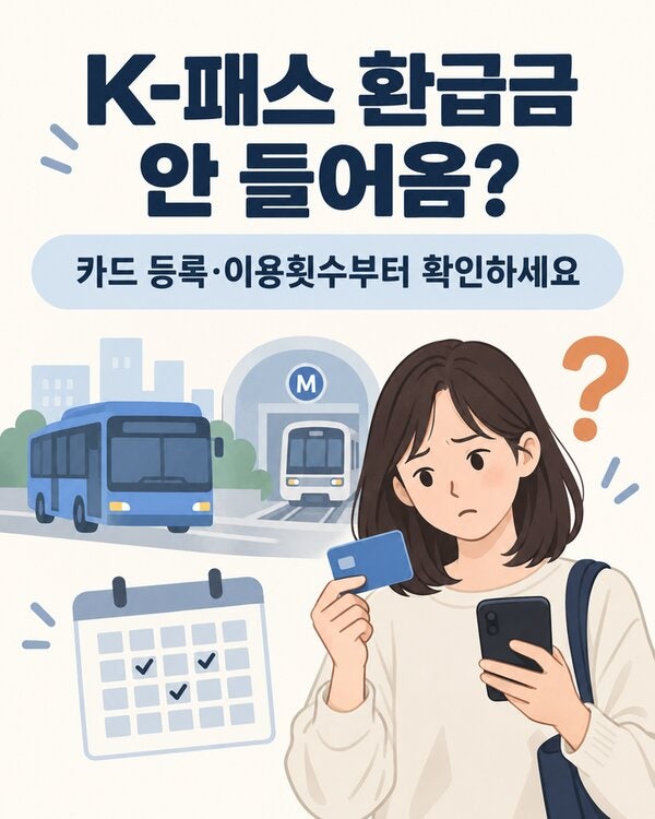 K패스 환급금 안 들어옴｜카드 등록·이용횟수부터 확인하세요