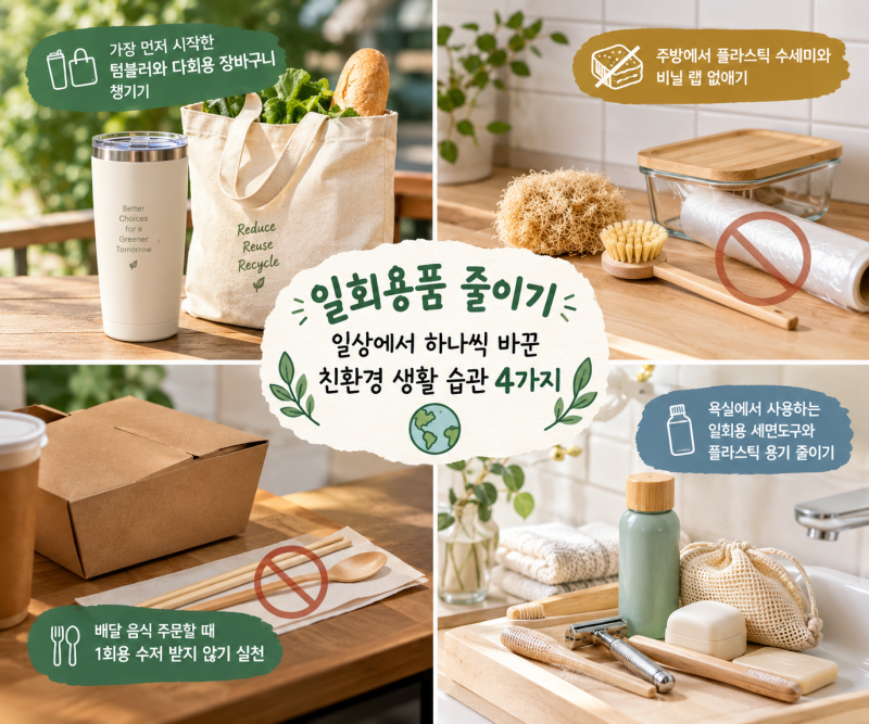 일회용품 줄이기 일상에서 하나씩 바꾼 친환경 생활 습관 4가지