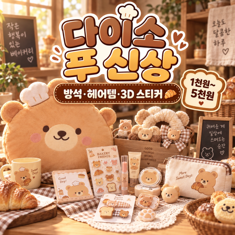 다이소 곰돌이 푸 신상 나왔다.방석부터 헤어템·3D 스티커까지 9월 신상 공개