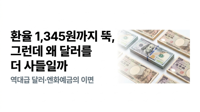 환율 1345원까지 뚝, 그런데 왜 달러를 더 사들일까 — 역대급 달러·엔화예금의 이면