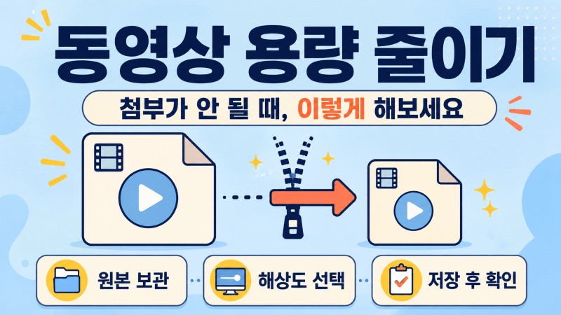 동영상 용량 줄이기, 첨부가 안 될 때 쓰는 윈도우 무료 방법