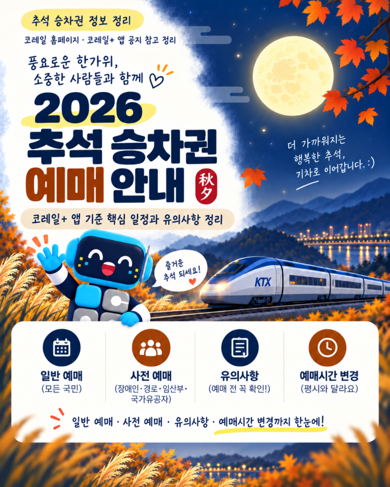 2026 추석 기차표 예매 전 체크! KTX·SRT 통합으로 달라진 점