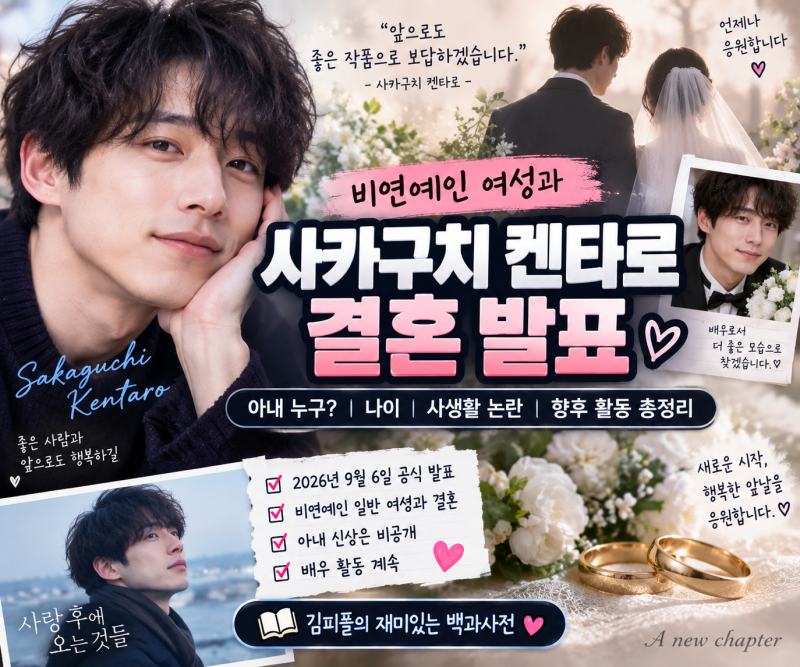 사카구치 켄타로 결혼 발표｜아내 누구? 비연예인 여성·나이·사생활 논란 총정리