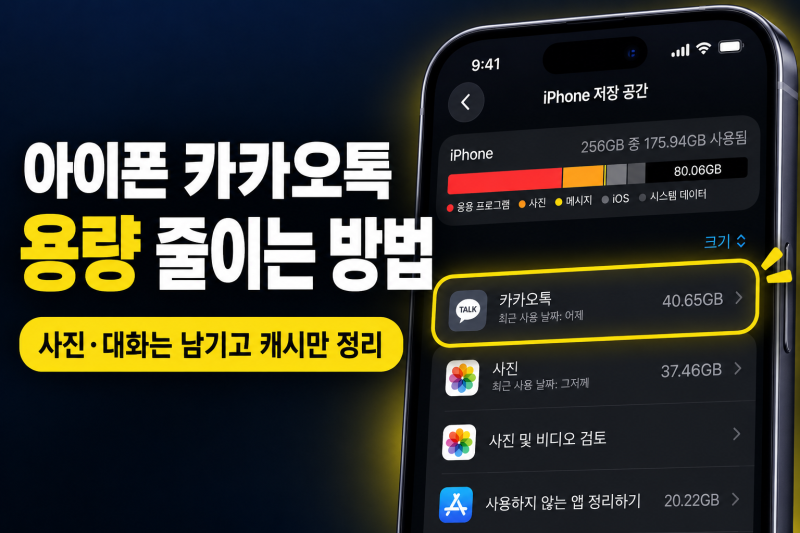 아이폰 카카오톡 용량 40GB의 정체｜임시 데이터 삭제로 저장 공간 정리하기