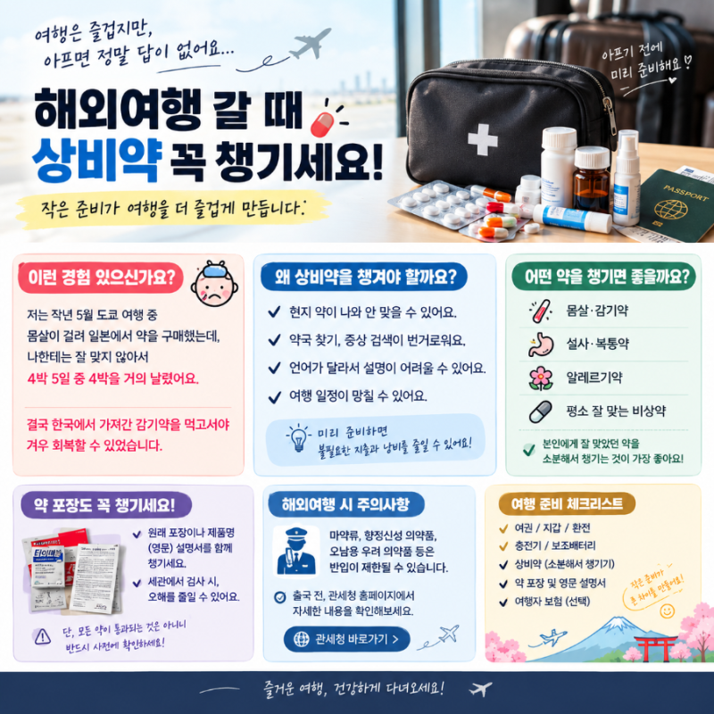 일본 여행 상비약 꼭 챙기세요 I 현지 약이 안 맞아서 4박 5일 여행을 망친 후기