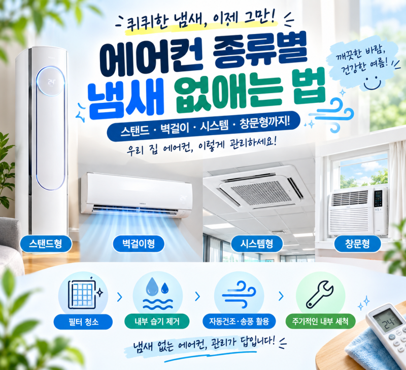 에어컨에서 퀴퀴한 냄새가 난다면? 에어컨 종류별 냄새 없애는 가장 쉬운 방법