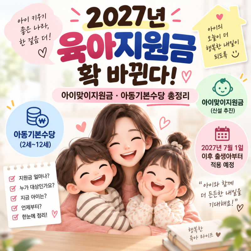 2027년 육아지원금 확 바뀐다! / 아이맞이지원금·아동기본수당 총정리