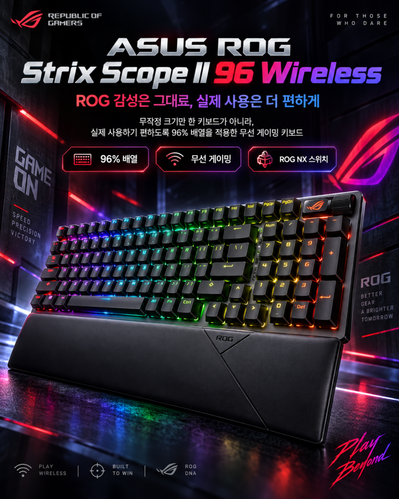 게이밍 키보드 제대로 고른다면? ASUS ROG Strix Scope II 96 Wireless NX 살펴보기