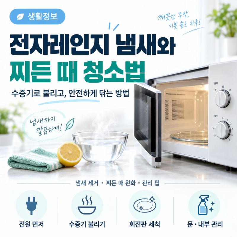 전자레인지 냄새와 찌든 때 쉽게 청소하는 방법