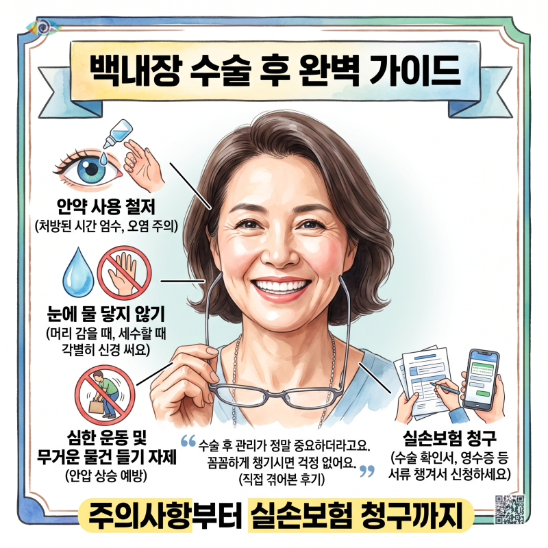 백내장수술 후 주의사항 관리 방법과 실손보험 청구까지 한 번에 해결