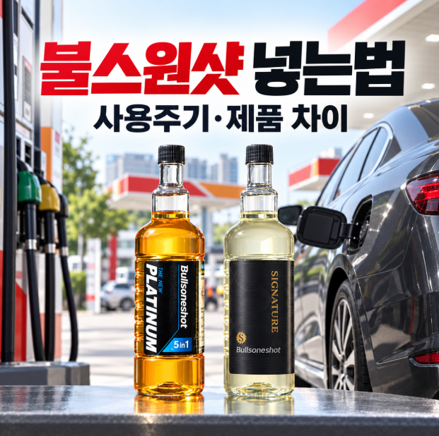 자동차 연료첨가제 넣는법 어렵지 않아요, 사용주기와 불스원샷 5in1·시그니처 차이