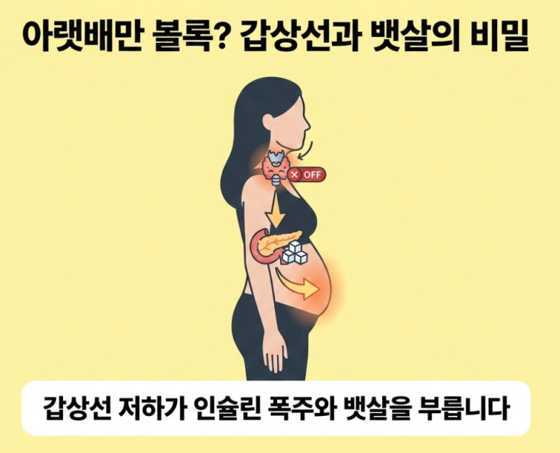 아랫배만 볼록? 갑상선 기능 저하증 대사 살리고 하복부 비만 탈출방법