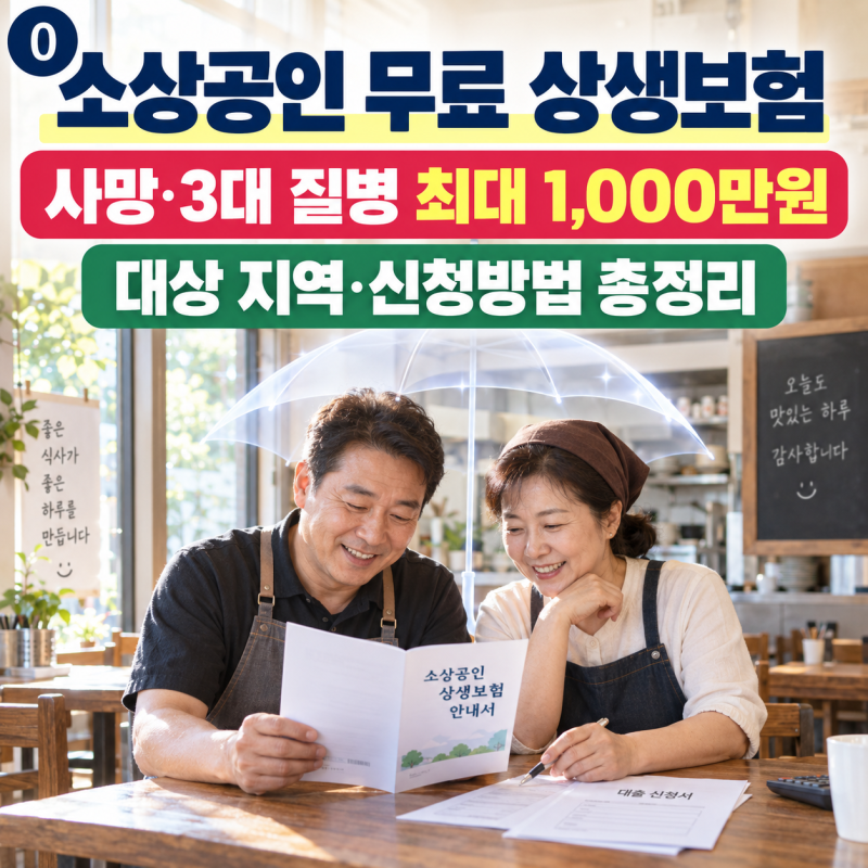 소상공인 무료 상생보험 출시｜사망·3대 질병 최대 1,000만원 대출 상환, 대상 지역과 신청방....