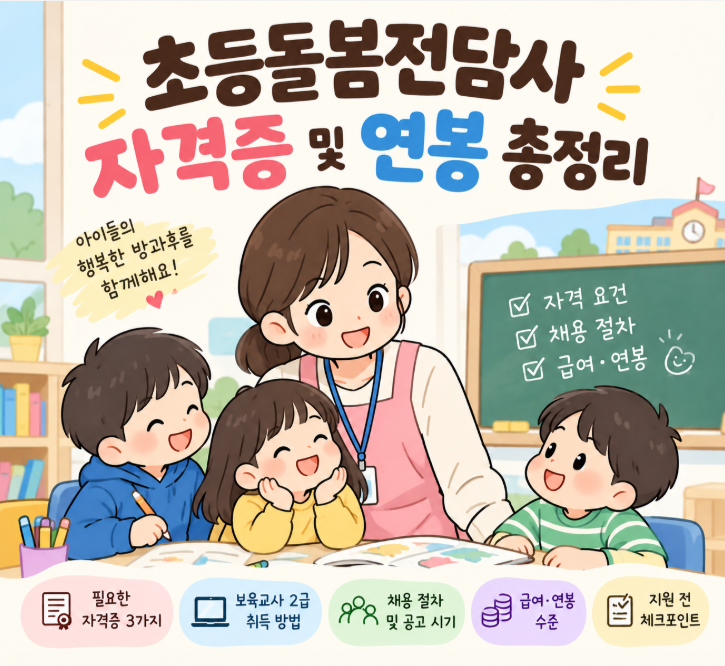 초등돌봄전담사 자격증 및 연봉 총정리