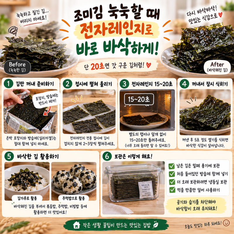 조미김 눅눅해졌을 때 전자레인지 활용해서 바로 바삭하게 만드는 법