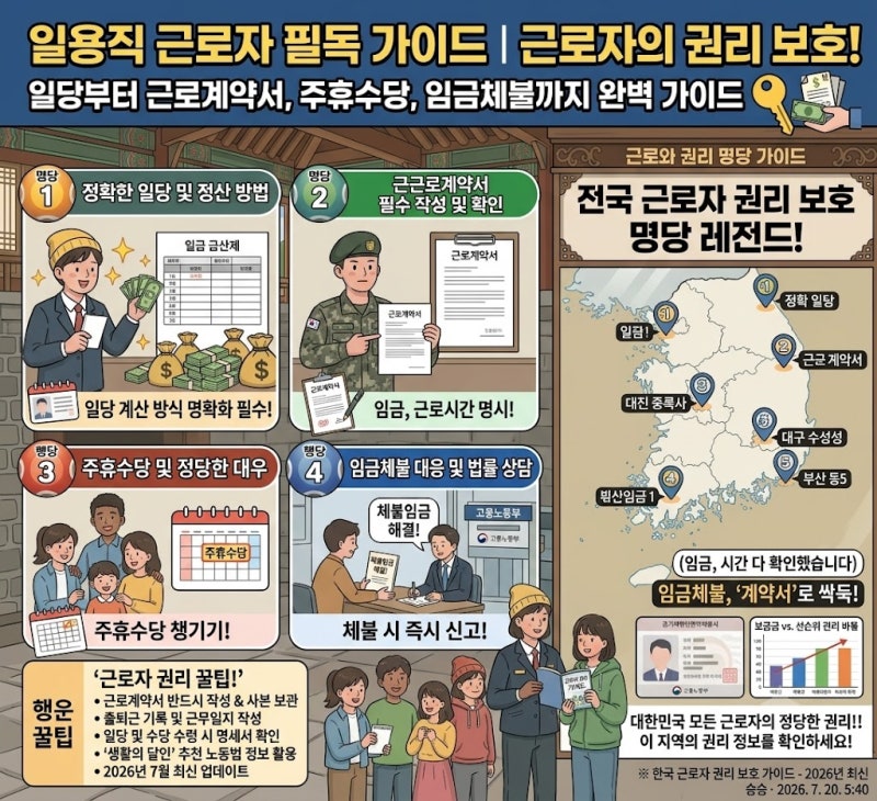 일용직 근로자라면 꼭 알아야 할 것들｜일당부터 근로계약서, 주휴수당, 임금체불까지