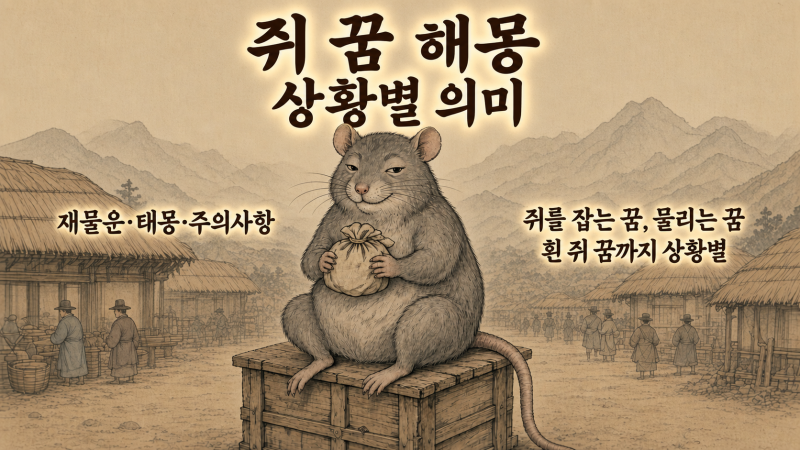 쥐 꿈 해몽, 상황별 의미| 재물운·태몽·주의사항(쥐를 잡는 꿈, 물리는 꿈, 흰 쥐 꿈까지 상....