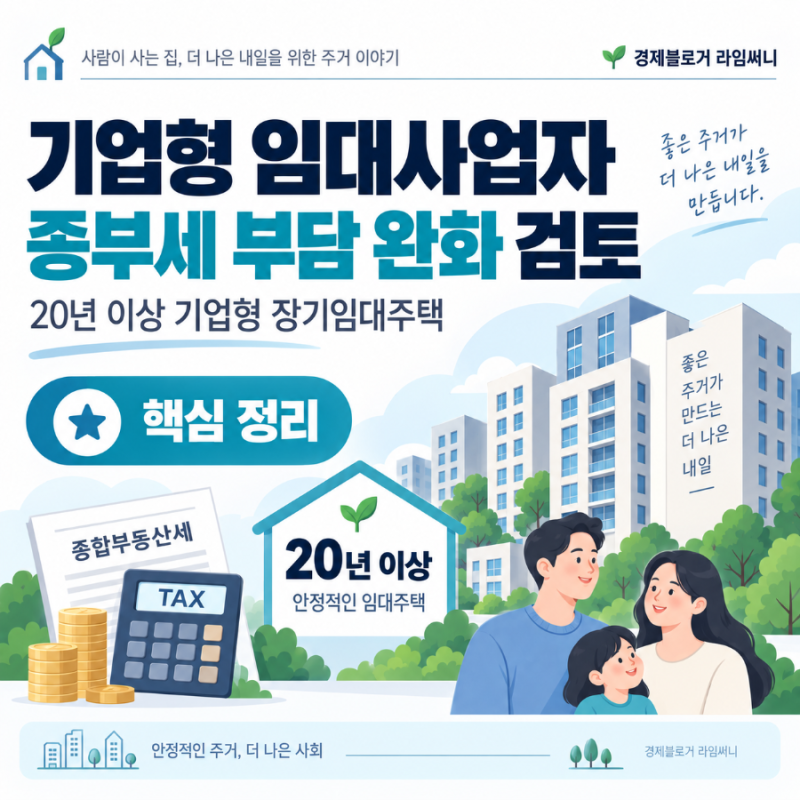 기업형 임대사업자- 종부세 부담 완화 검토 (20년 이상 기업형 장기임대주택)