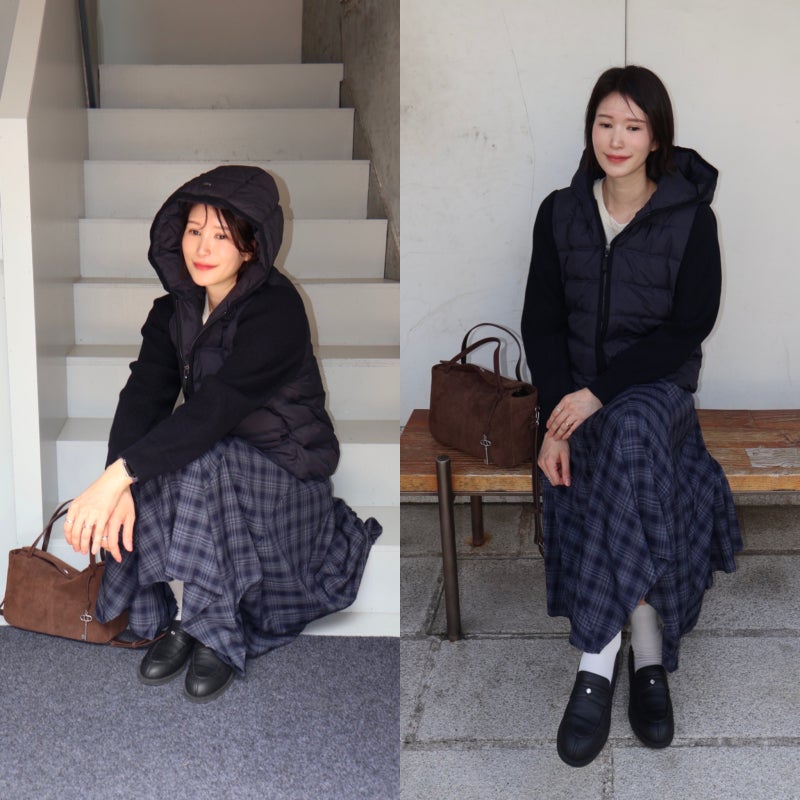 명품맛 여성 경량패딩 클라비스 후드니트패딩 간절기부터 겨울까지