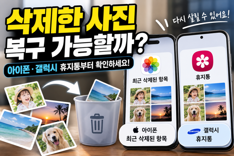 삭제한 사진 복구 가능할까? 아이폰·갤럭시 휴지통부터 확인하세요