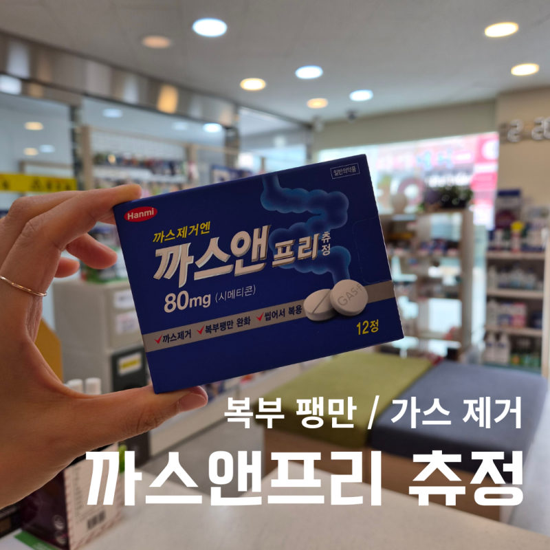 부산 대연동 약국] 한미 까스앤 프리 츄정 :: 까스제거약 시메티콘성분 / 복부팽만 장내가스 ....