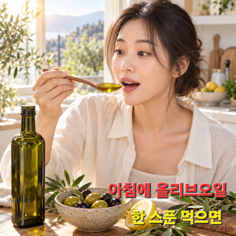 올리브유 효능 알고 마시기: 아침에 엑스트라버진 올리브오일 한 스푼 먹으면 나타나는 몸의....