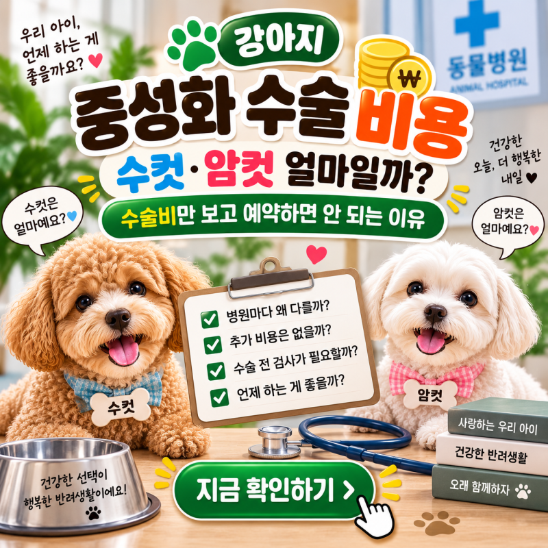 [강아지 중성화 수술 비용] 수컷·암컷 얼마일까? 수술비만 보고 예약하면 안 되는 이유