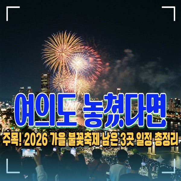 "여의도 놓쳤다면 아직 3번 남았다" 2026 가을 불꽃축제 일정