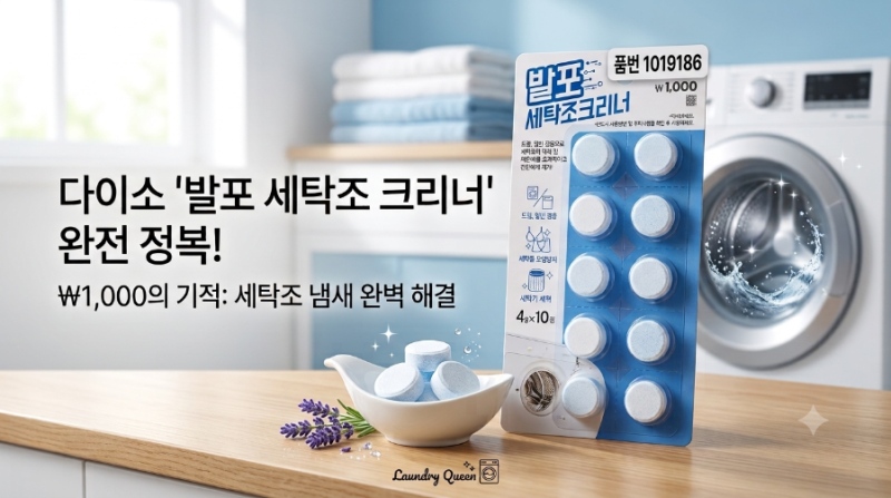 다이소 천원의 행복 세탁기 청소 발포 세탁조크리너 사용 정리, 주말에 느껴본 변화
