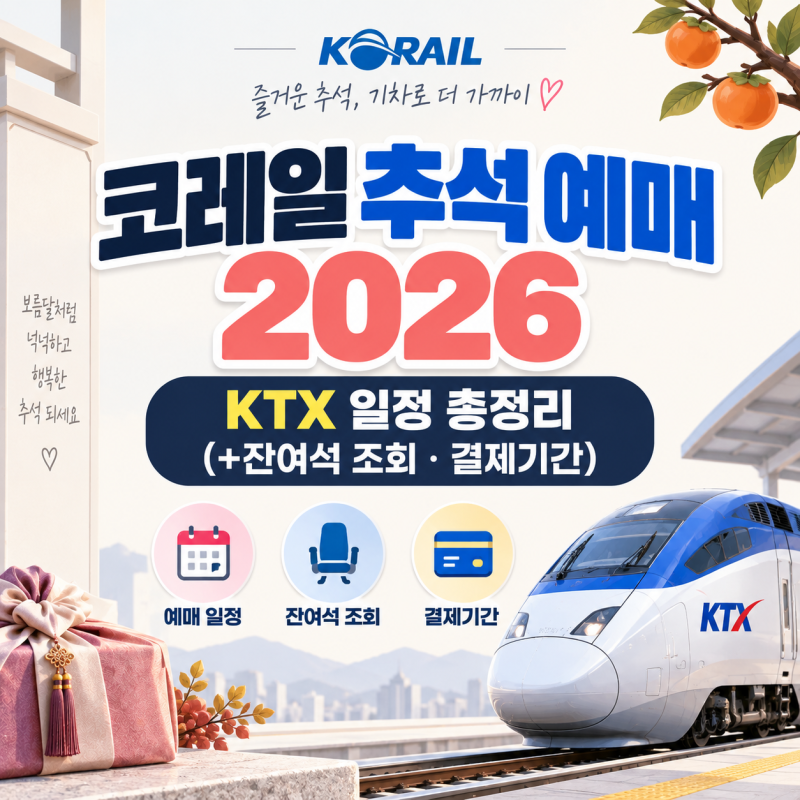 코레일 추석 예매 2026 KTX 일정 총정리 (+잔여석 조회·결제기간)