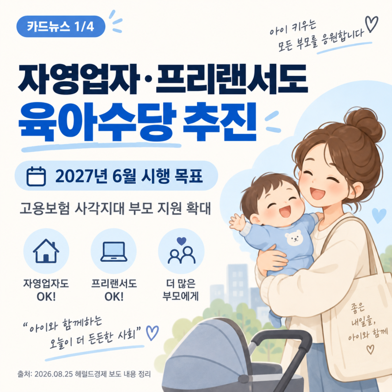 2027년 자영업자·프리랜서 육아수당 신설 추진! 누가 받을 수 있을까?