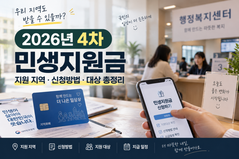 2026년 4차 민생지원금이란? 지급 지역·대상·신청방법 설명 -50만원의 주인공은 누구? 함평 고....