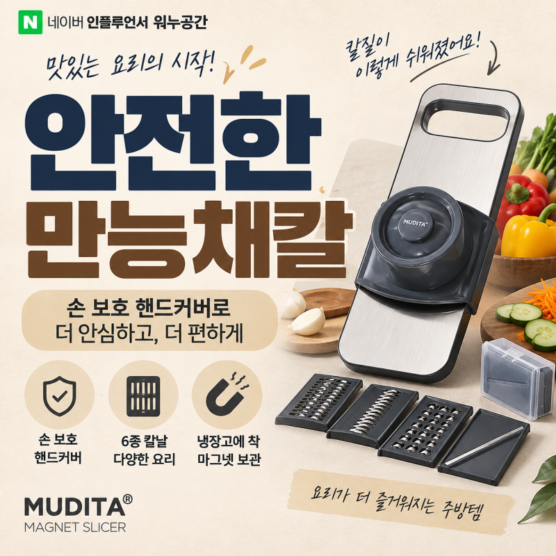 채칼은 잘 썰리는 것보다 안전이 먼저, 손 보호 핸드커버 있는 무디타 만능채칼