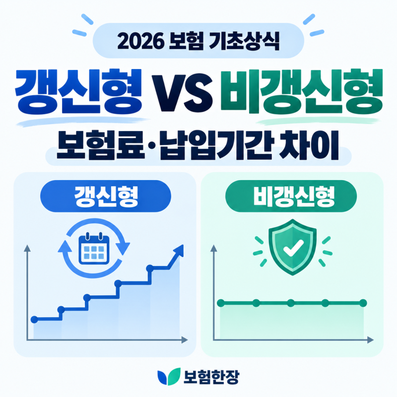 2026 갱신형 보험과 비갱신형 보험 차이｜보험료·납입기간·장단점 총정리