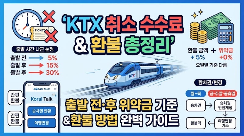 기차표(KTX) 예매 취소와 수수료와 환불 방법 총정리｜출발 전·후 위약금 기준