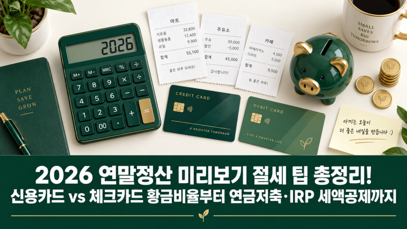 2026 연말정산 미리보기 절세 팁 총정리! 신용카드 vs 체크카드 황금비율부터 연금저축·IRP 세....