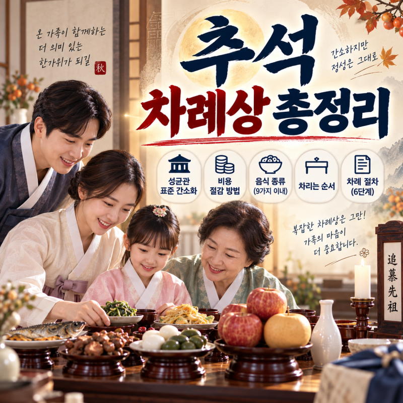 추석 차례상 비용부터 음식 종류·순서·차리는 법 총정리 (성균관 표준 차례상 간소화)