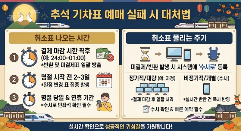 추석 기차표 예매 실패했을 때? 취소표 나오는 시간 및 풀리는 주기