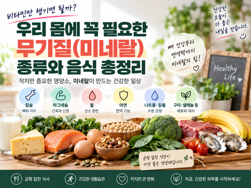 비타민만 챙기면 될까? 우리 몸에 꼭 필요한 무기질(미네랄) 종류와 음식 총정리