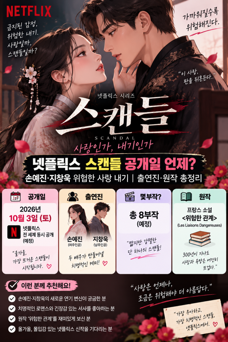 [드라마] 넷플릭스 조선판 스캔들 손예진·지창욱 위험한 사랑 욕망과 긴장감 공개일 언제!?