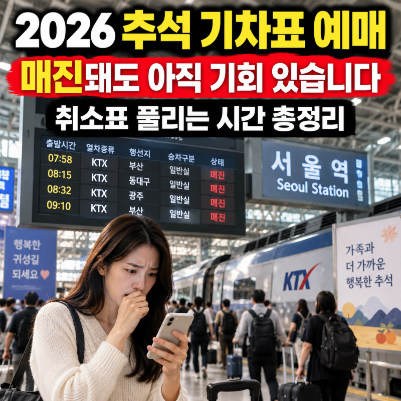 2026 추석 기차표 예매 매진됐다면? KTX·SRT 취소표 풀리는 시간 총정리