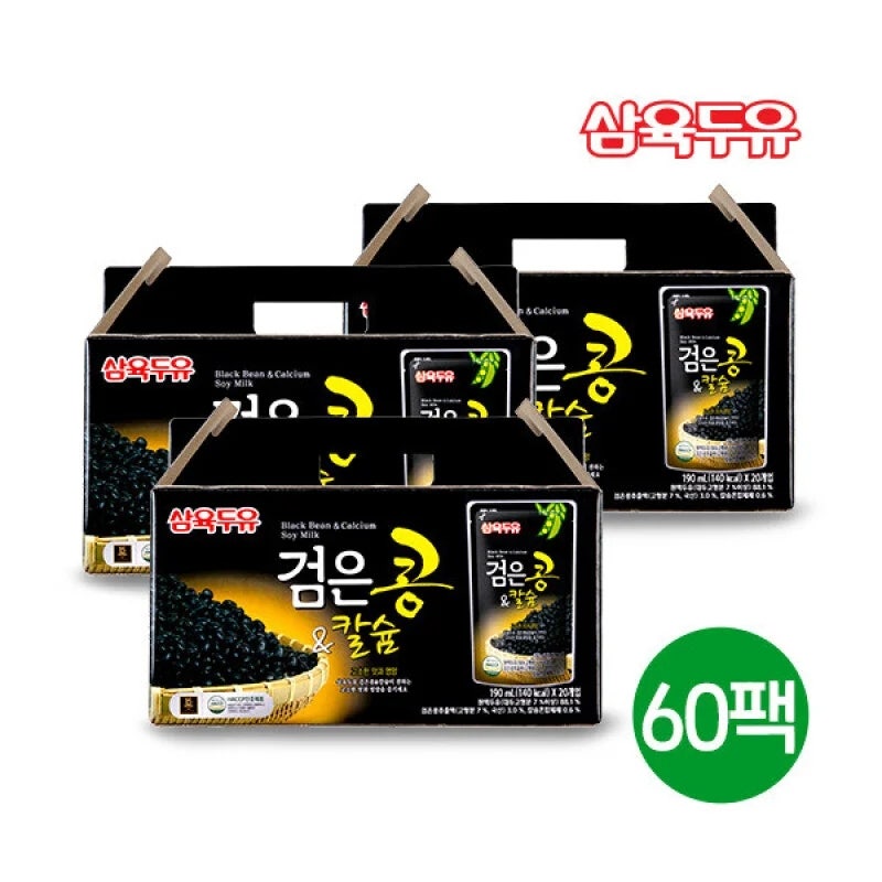 [G마켓 31%] 삼육식품 삼육두유 검은콩 칼슘 파우치 190ml 총 60팩(23,480원)