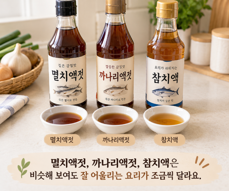 멸치액젓·까나리액젓·참치액 차이, 김치·국·무침엔 뭘 써야 할까?