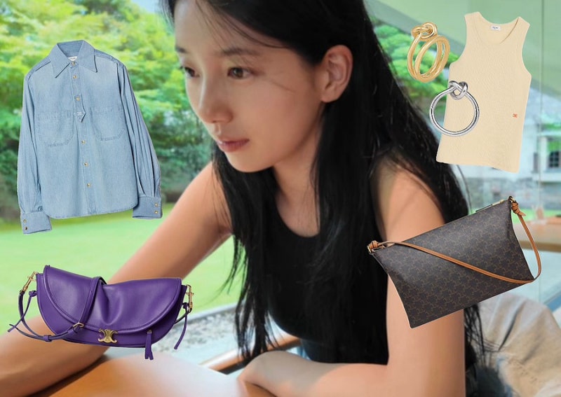 Suzy's Tokyo Travel Daily Look / Celine Shirt, Bag, Ring, Shoes Info & Price
